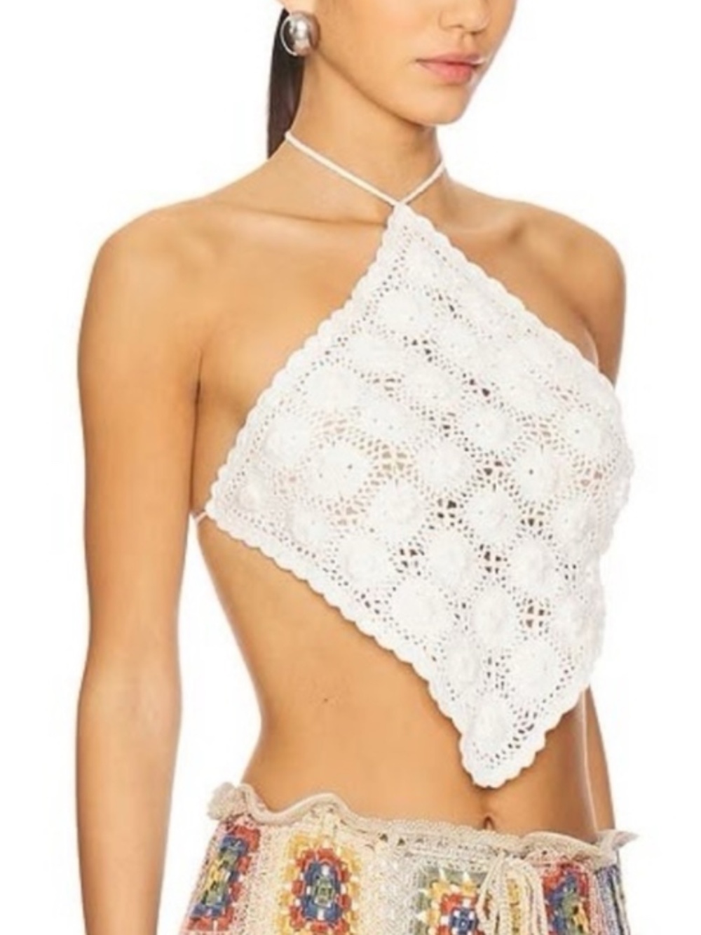 Agua Bendita Cream Crochet Crop Top